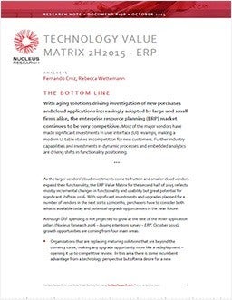 Technology Value Matrix 2H 2015 - ERP Technology Value Matrix 2H 2015 - ERP