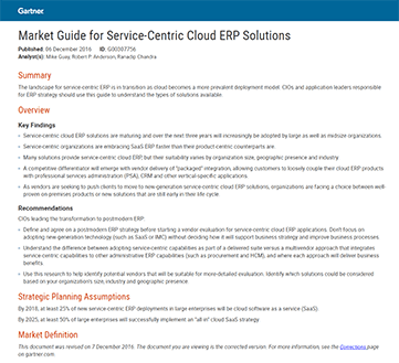 Market Guide for Service-Centric Cloud ERP Solutions Market Guide for Service-Centric Cloud ERP Solutions