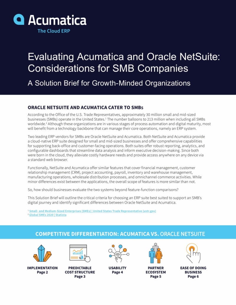 Acumatica Vs NetSuite ERP Systems Comparison