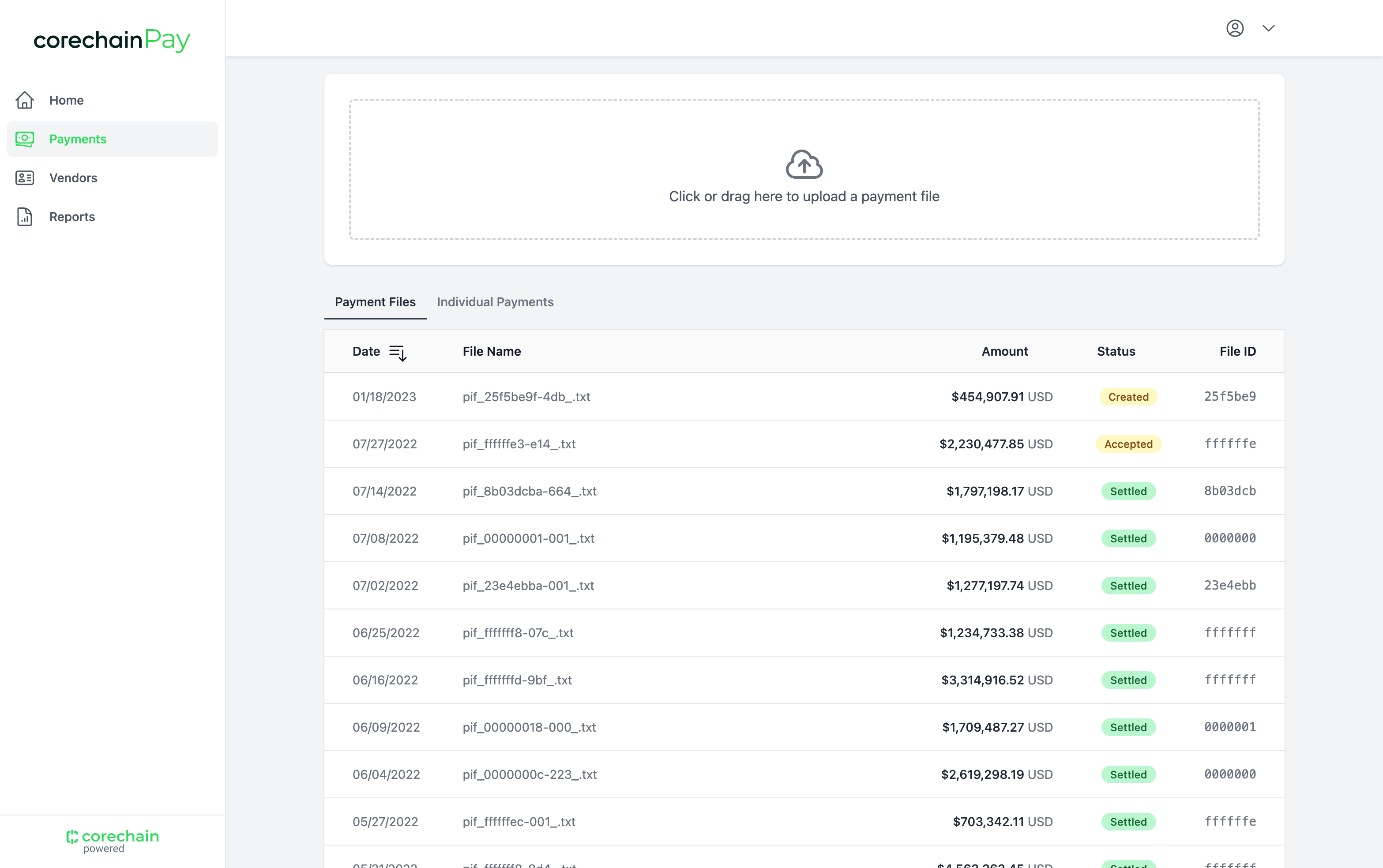 CoreChain Pay Payments Viewer