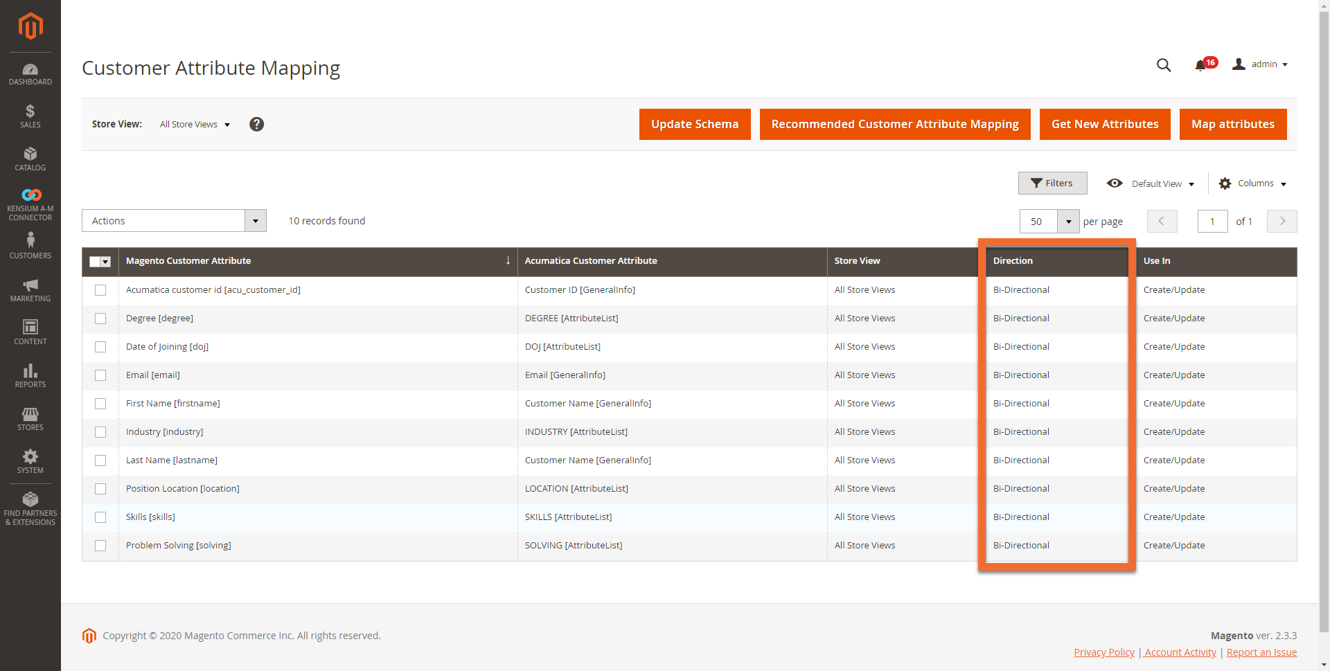 Customer Attribute Mapping Screen in Magento