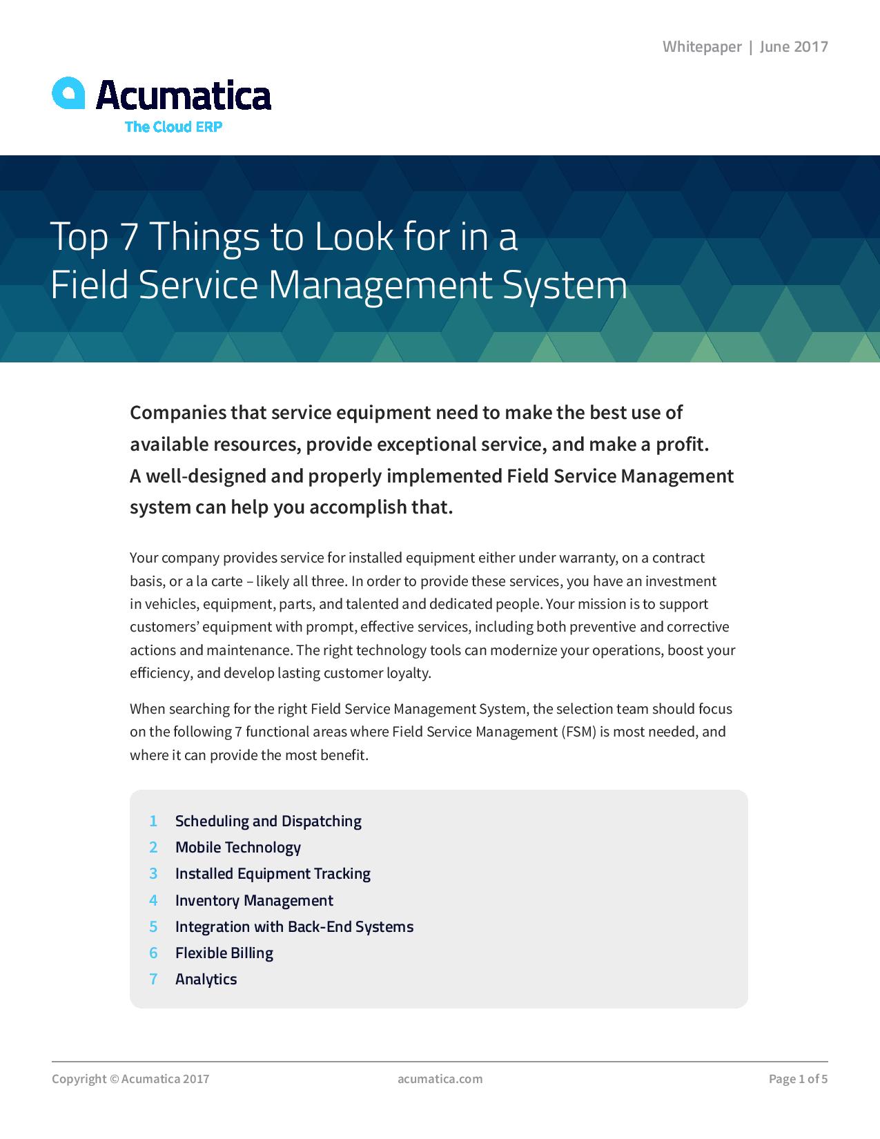 Top 7 Things to Look For in a Field Service Management System, page 0