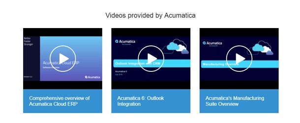 Acumatica's Videos Widget