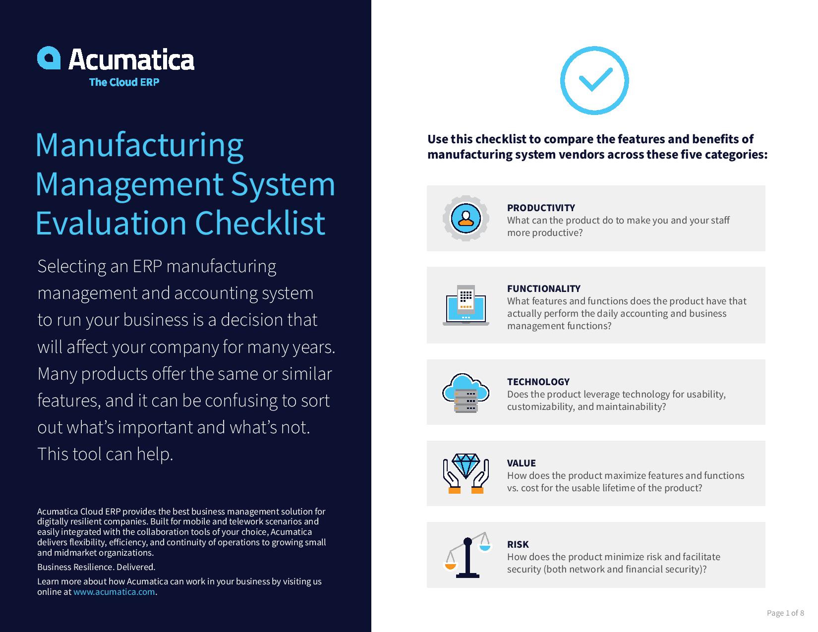 Find your ideal manufacturing management system with this free checklist., page 0
