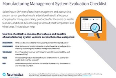 Find your ideal manufacturing management system with this free checklist.