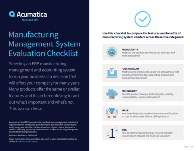 Find your ideal manufacturing management system with this free checklist.