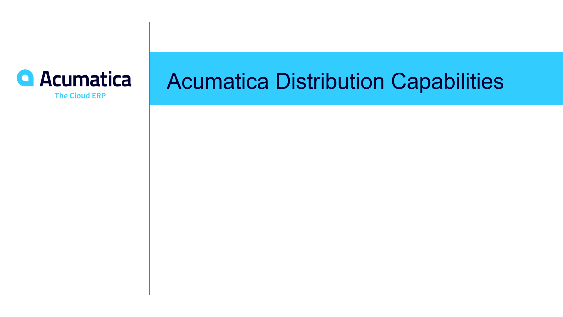 Acumatica Distribution Capabilities