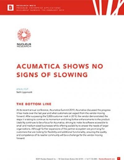 Acumatica Shows No Signs of Slowing