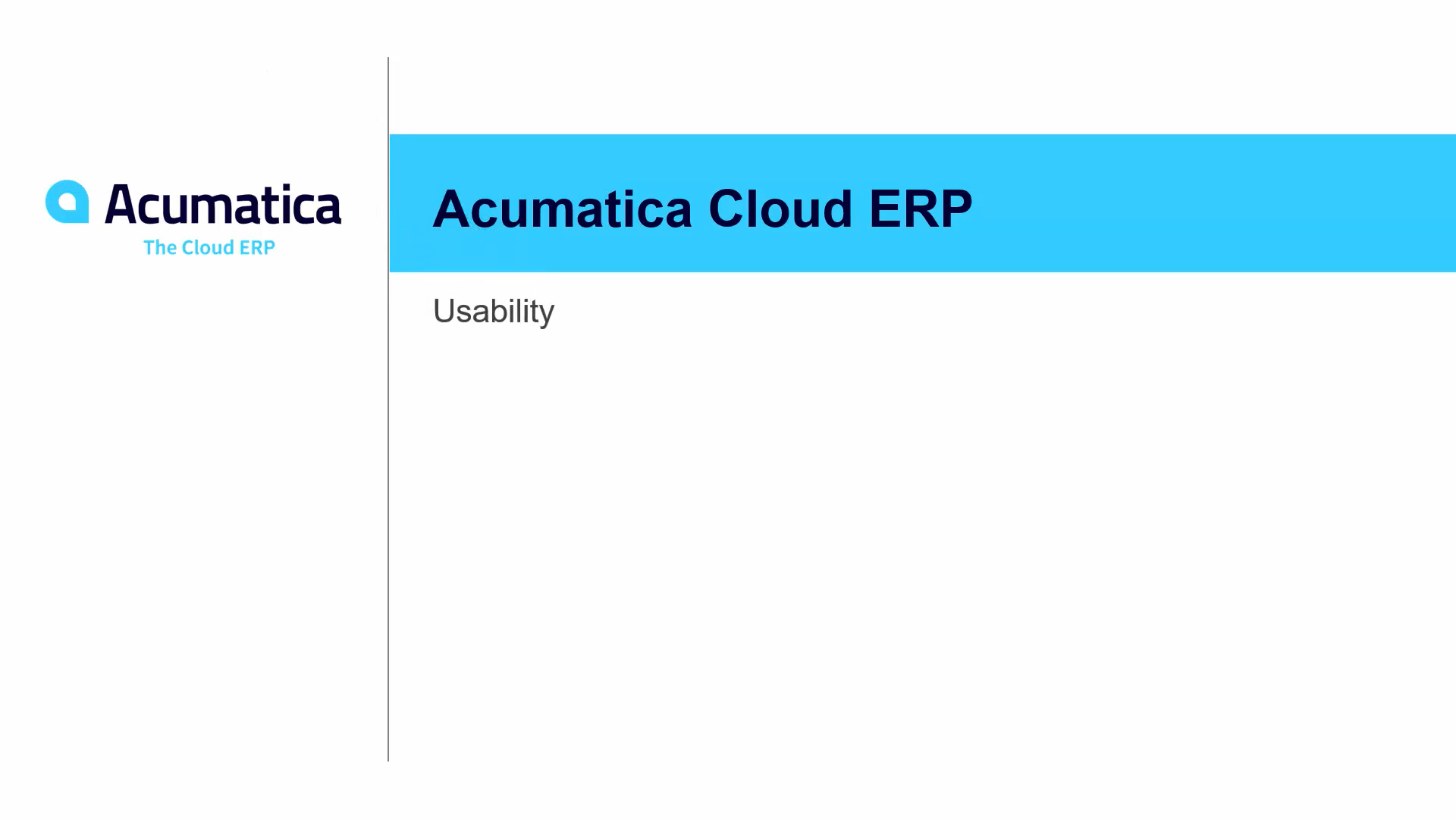 Acumatica Usability