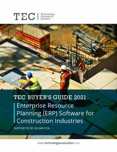 The ERP Software for Construction Industries Buyer’s Guide by Technology Evaluation Centers (TEC) features Acumatica.