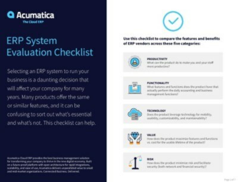 Erp systems comparison acumatica cloud erp
