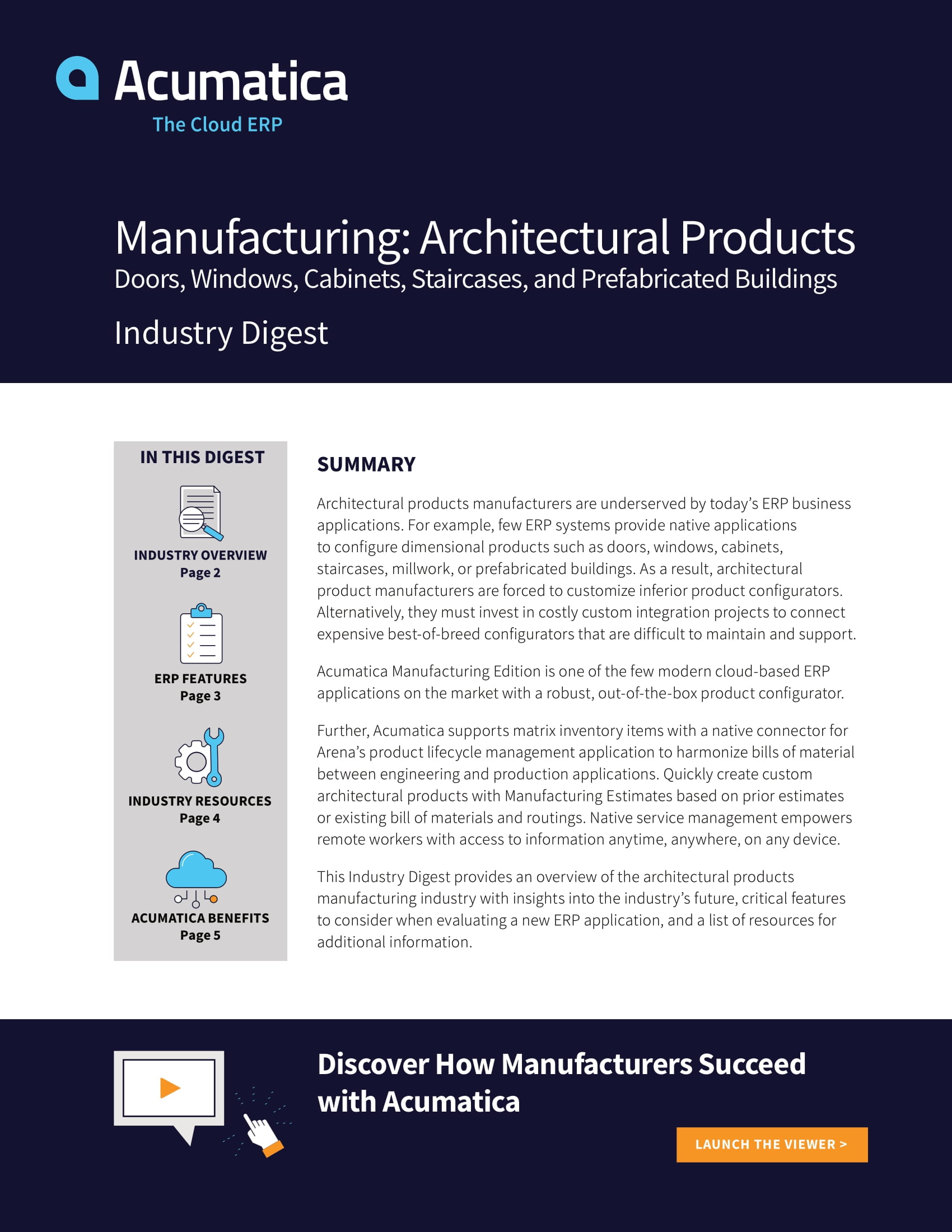 Unmatched ERP Functionality for the Architectural Products Manufacturing Industry, page 0