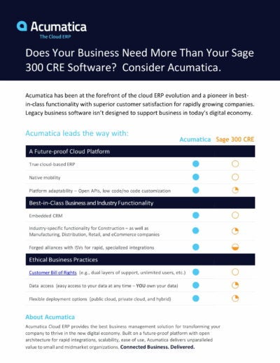 When Comparing Sage 300 CRE to Acumatica, Only One Leads the Way