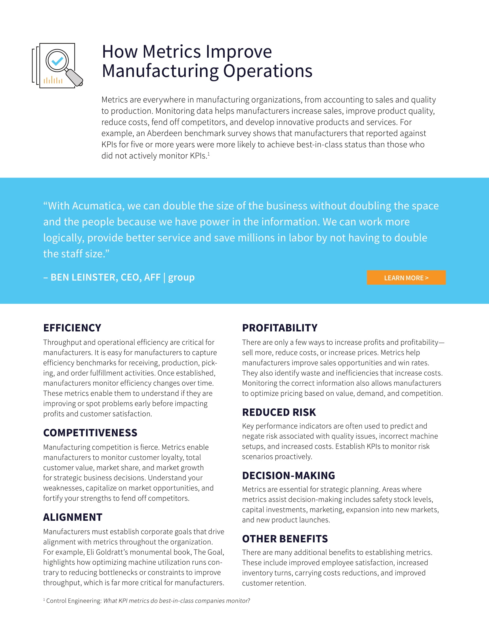 The Right Manufacturing Metrics For Efficiency and Growth, page 1