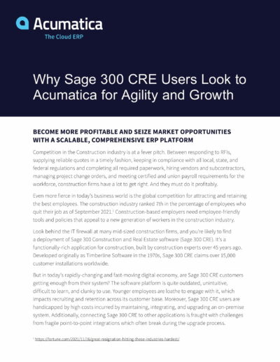 Why Construction Companies Are Moving From Sage 300 CRE to Acumatica