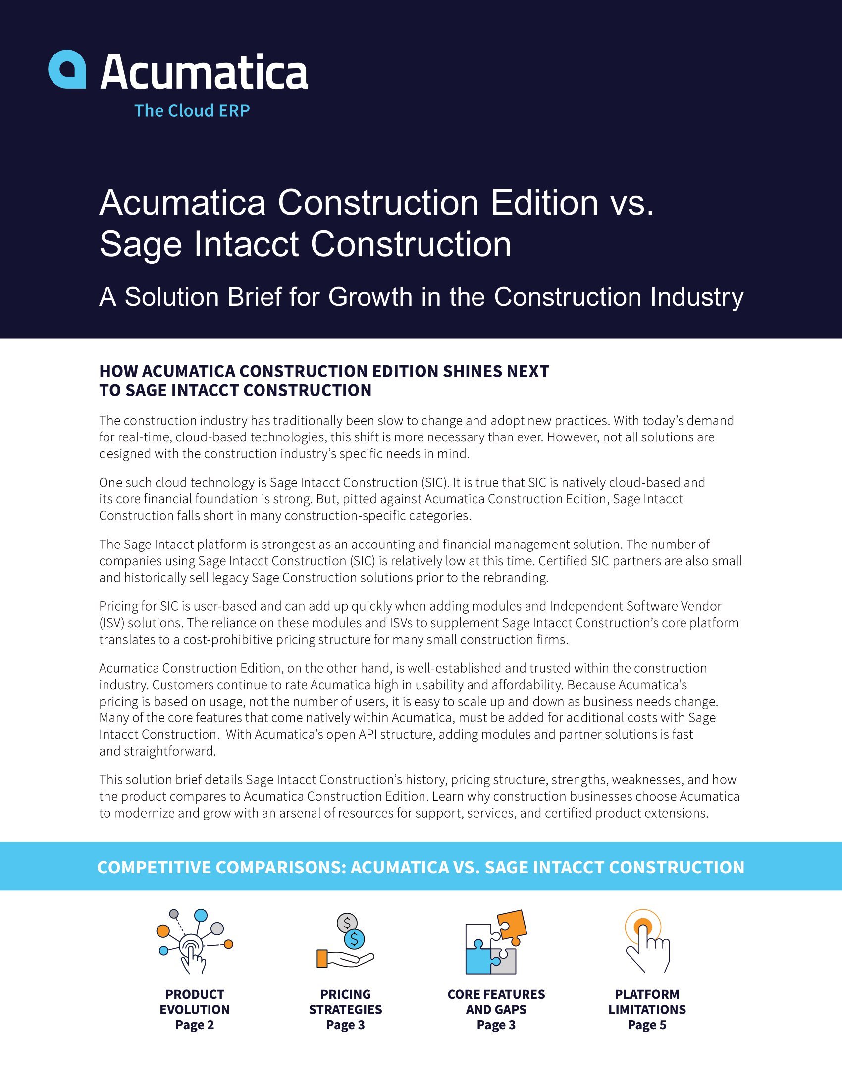 Comparing Acumatica Construction Edition to Sage Intacct Construction, page 0