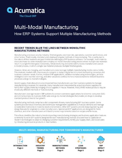 Modern ERP Systems Say “No Problem” When Faced with Multi-Modal Manufacturing Requirements