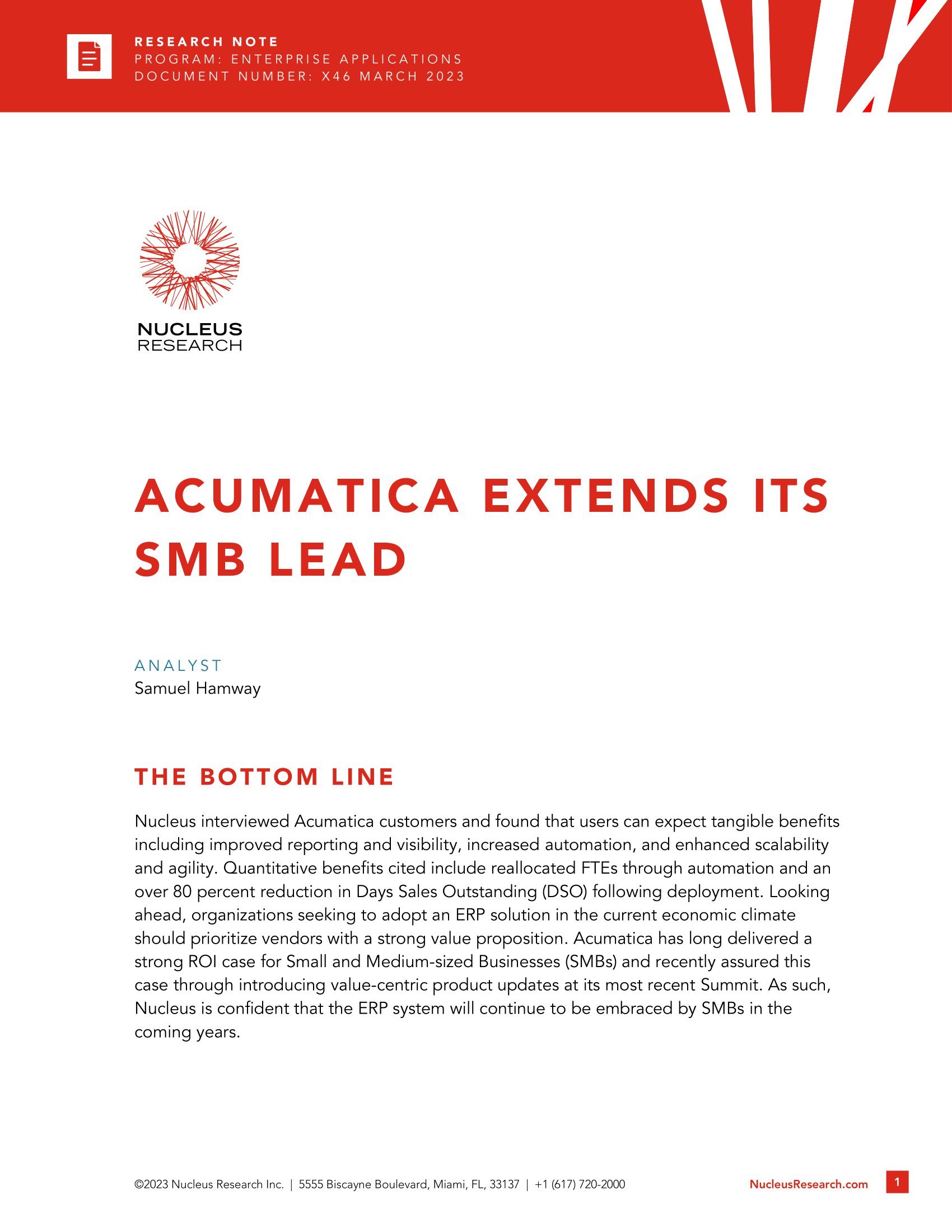 Acumatica Extends Its SMB Lead