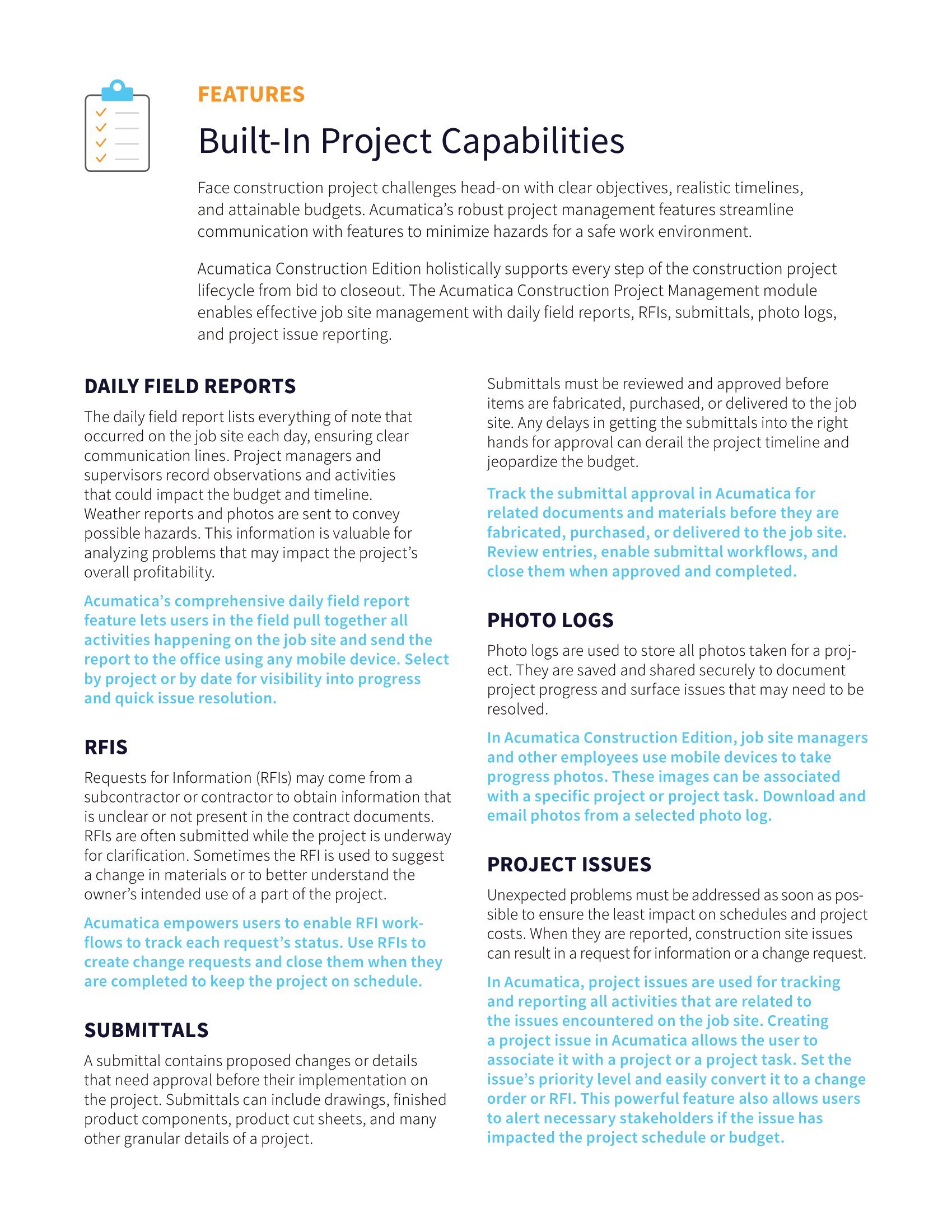 What Do Construction Project Managers Need to Succeed? A Centralized, Extensible System. , page 2