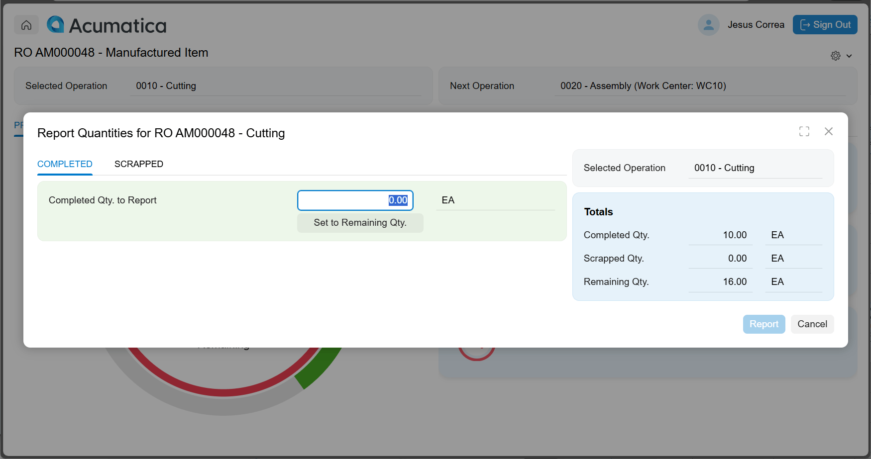 Shop Floor Kiosk Production Reporting Screenshot of Shop Floor Kiosk production reporting