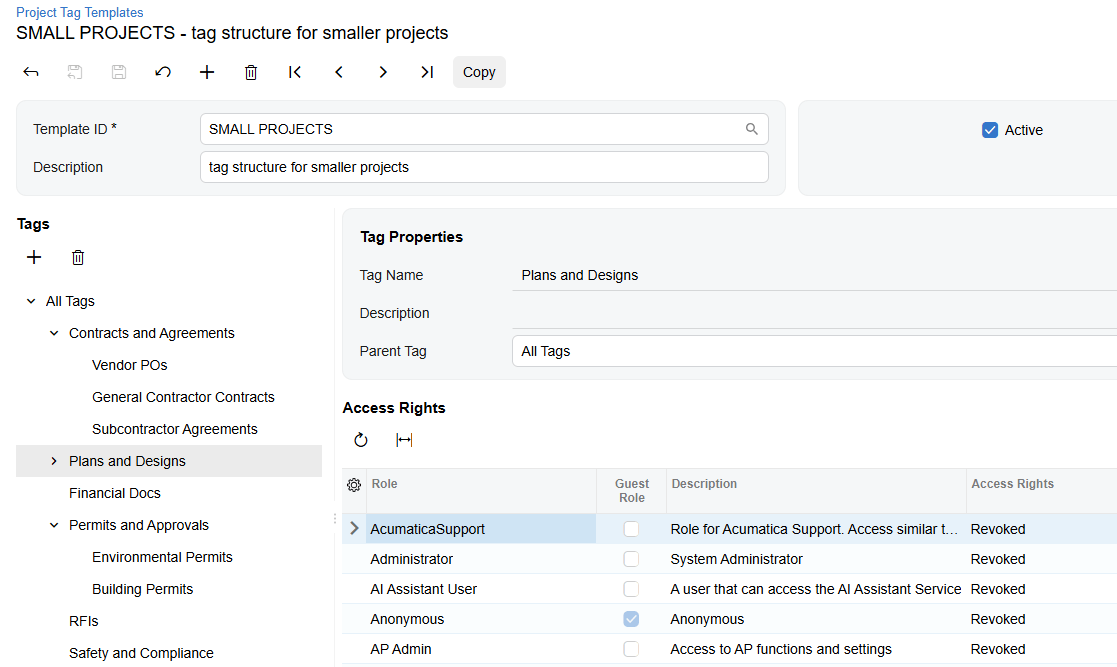 Screenshot of Document management