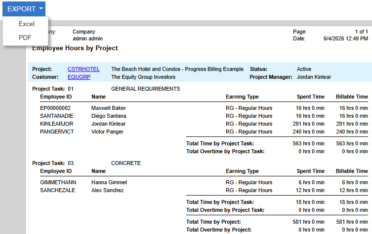 Screenshot of Time management